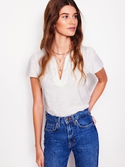 Boden White 100% Cotton Ava Short Sleeve Top - Image 4 of 4