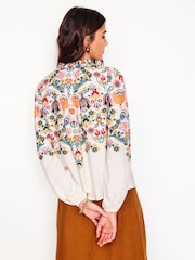 Boden Cream Ruffle Collar Blouse - Image 4 of 7