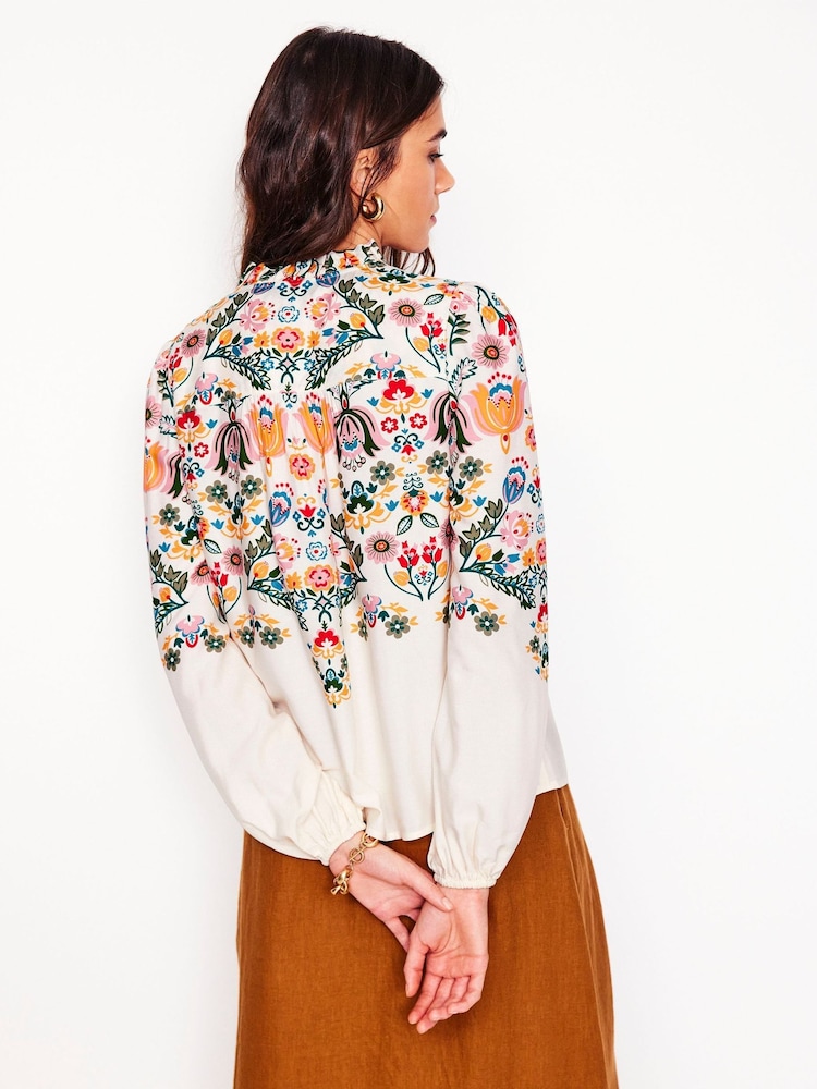 Boden Cream Ruffle Collar Blouse - Image 4 of 7