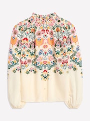Boden Cream Ruffle Collar Blouse - Image 7 of 7