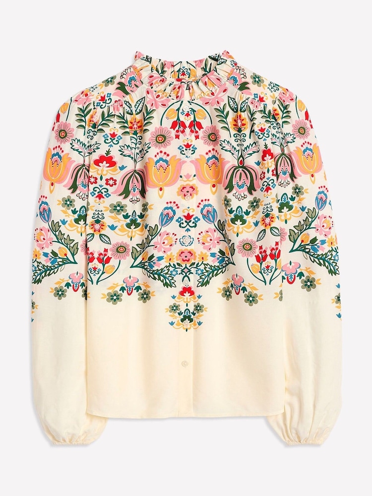 Boden Cream Ruffle Collar Blouse - Image 7 of 7