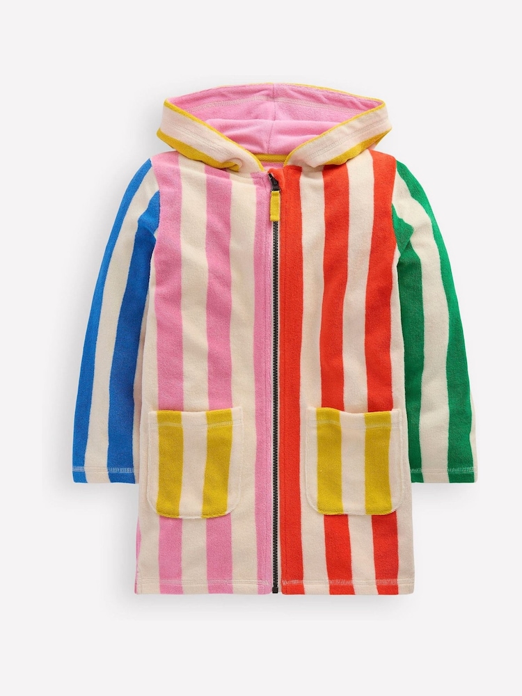 Boden Red Romie Towelling Zip Thrown-On Hoodie - Image 1 of 3
