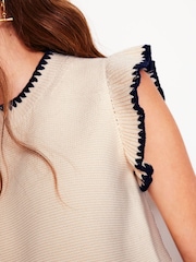 Boden Cream 100% Cotton Lena Stitch Detail Tank - Image 2 of 7