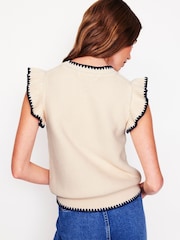 Boden Cream 100% Cotton Lena Stitch Detail Tank - Image 3 of 7
