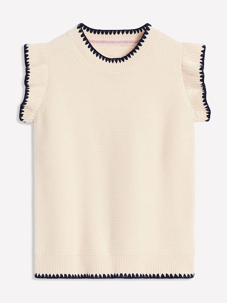 Boden Cream 100% Cotton Lena Stitch Detail Tank - Image 6 of 7