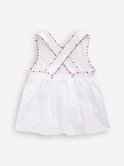 Boden White Frill Sleeve Pom 100% Cotton Dress - Image 2 of 3