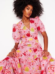 Boden Pink 100% Cotton Bella Puff Sleeve Maxi Dress - Image 1 of 7
