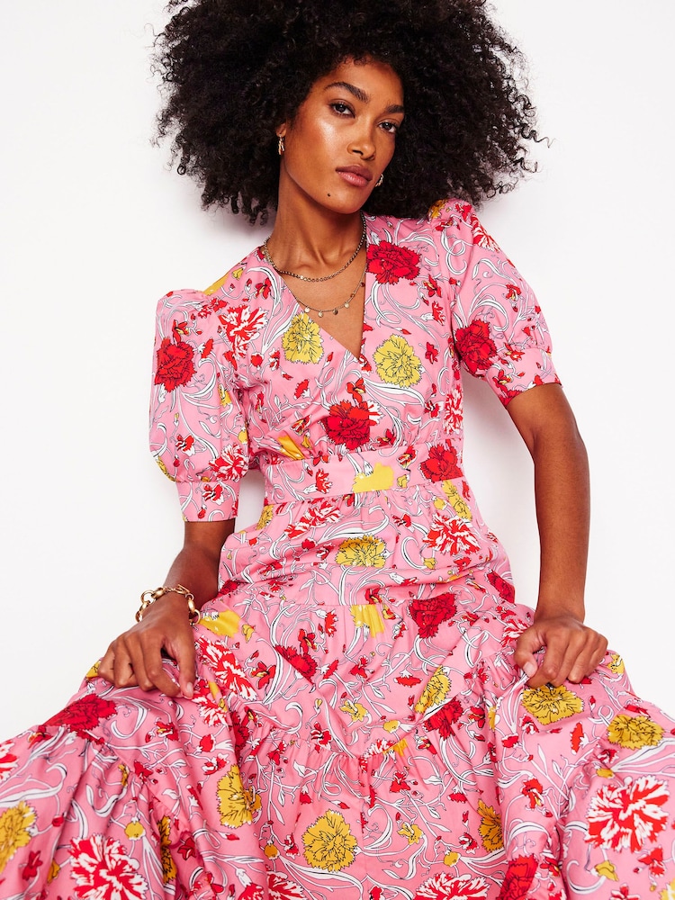 Boden Pink 100% Cotton Bella Puff Sleeve Maxi Dress - Image 1 of 7