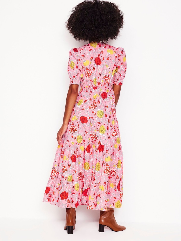 Boden Pink 100% Cotton Bella Puff Sleeve Maxi Dress - Image 3 of 7