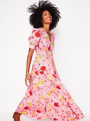 Boden Pink 100% Cotton Bella Puff Sleeve Maxi Dress - Image 4 of 7