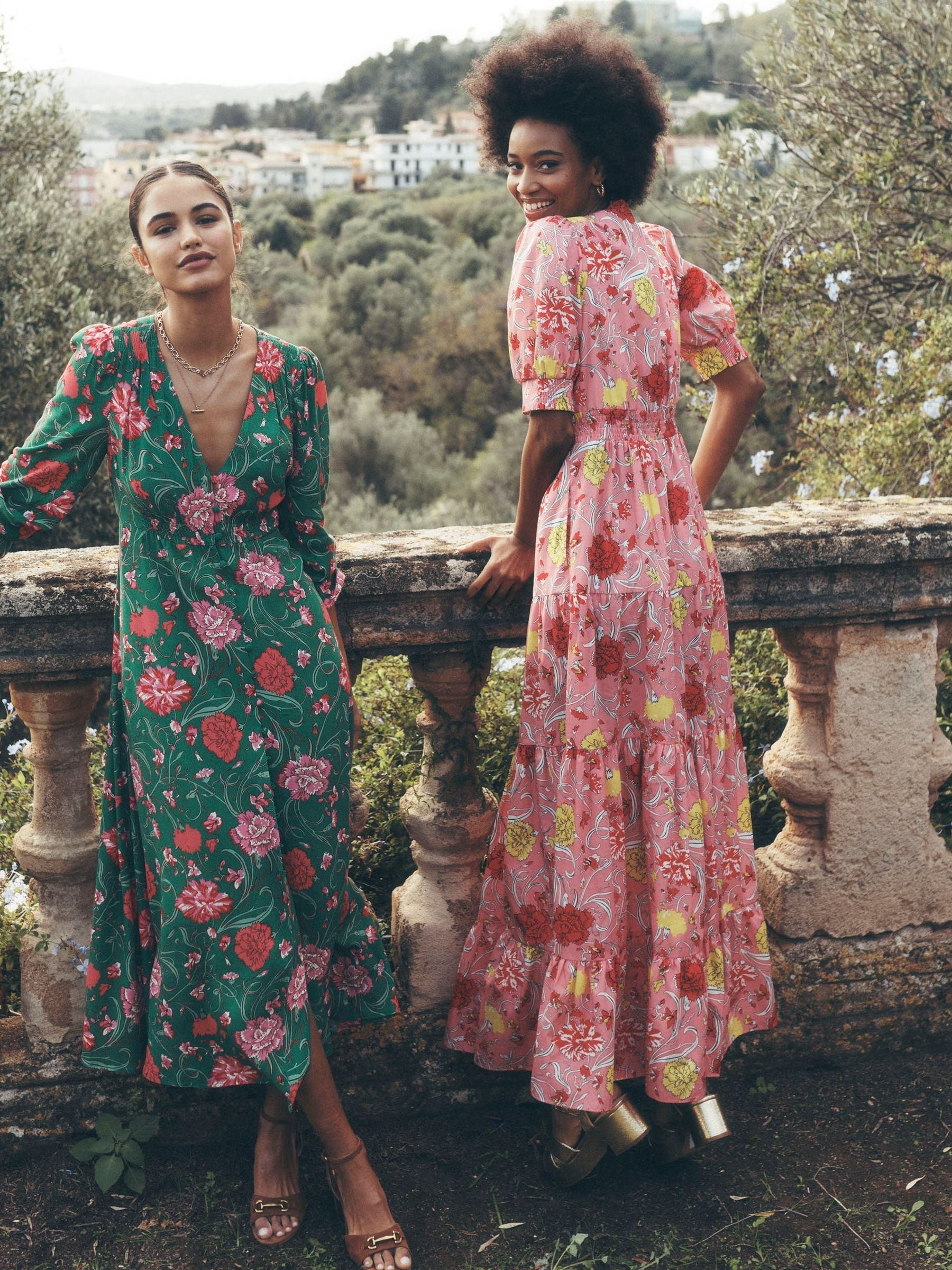 Buy Boden Pink 100% Cotton Bella Puff Sleeve Maxi Dress from