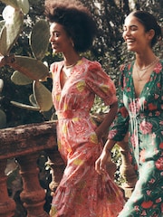 Boden Pink 100% Cotton Bella Puff Sleeve Maxi Dress - Image 6 of 7