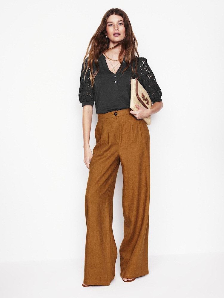 Boden Eden Puff Sleeve Henley Top - Imagen 1 de 5