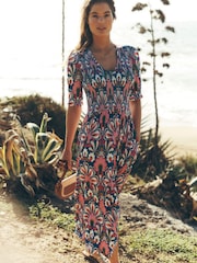 Boden Blue Bethany Smocked Jersey Dress - Image 1 of 6