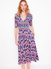 Boden Blue Bethany Smocked Jersey Dress - Image 2 of 6
