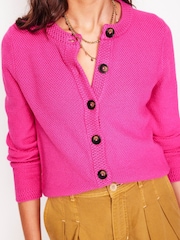 Boden Pink 100% Cotton Callie Crochet Trim Cardigan - Image 2 of 5
