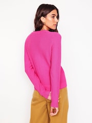 Boden Pink 100% Cotton Callie Crochet Trim Cardigan - Image 3 of 5
