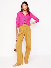 Boden Pink 100% Cotton Callie Crochet Trim Cardigan - Image 4 of 5