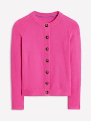 Boden Pink 100% Cotton Callie Crochet Trim Cardigan - Image 5 of 5