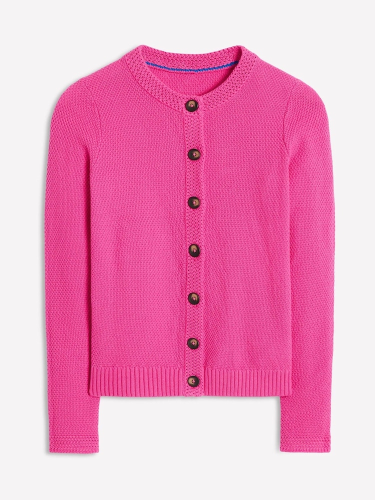 Boden Pink 100% Cotton Callie Crochet Trim Cardigan - Image 5 of 5