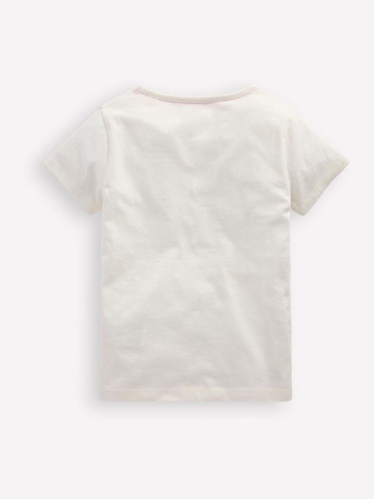 Boden Cream Short Sleeve 100% Cotton Applique T-Shirt - Image 2 of 3