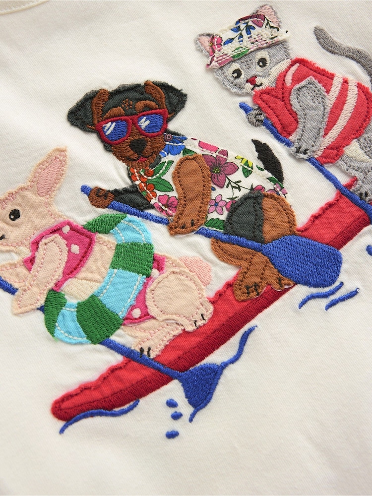 Boden Cream Short Sleeve 100% Cotton Applique T-Shirt - Image 3 of 3 Boden Cream Short Sleeve 100% Cotton Applique T-Shirt - Image 3 of 3