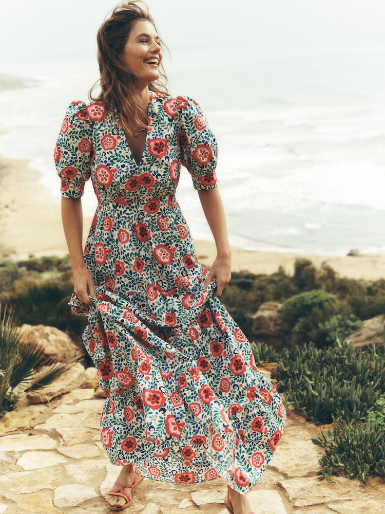 Boden Multi 100% Cotton Bella Puff Sleeve Maxi Dress - Image 1 of 7