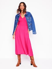 Boden Pink Bethany Smocked Jersey Dress - Image 5 of 6