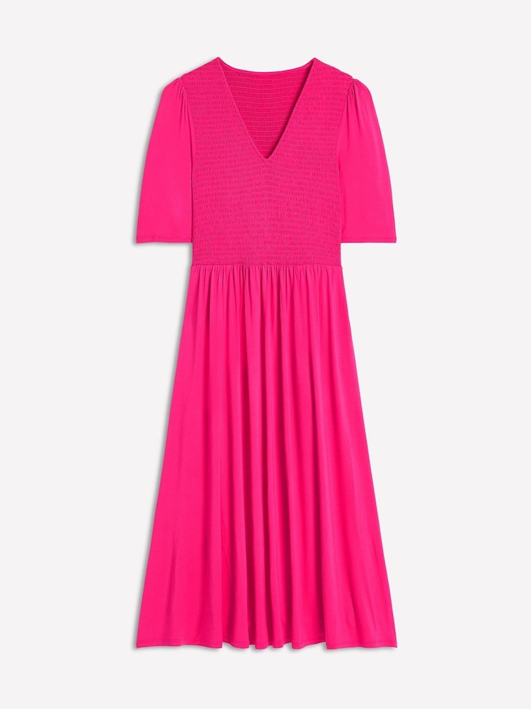 Boden Pink Bethany Smocked Jersey Dress - Image 6 of 6