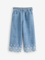 Boden Blue 100% Cotton Broderie Hem Trousers - Image 1 of 1