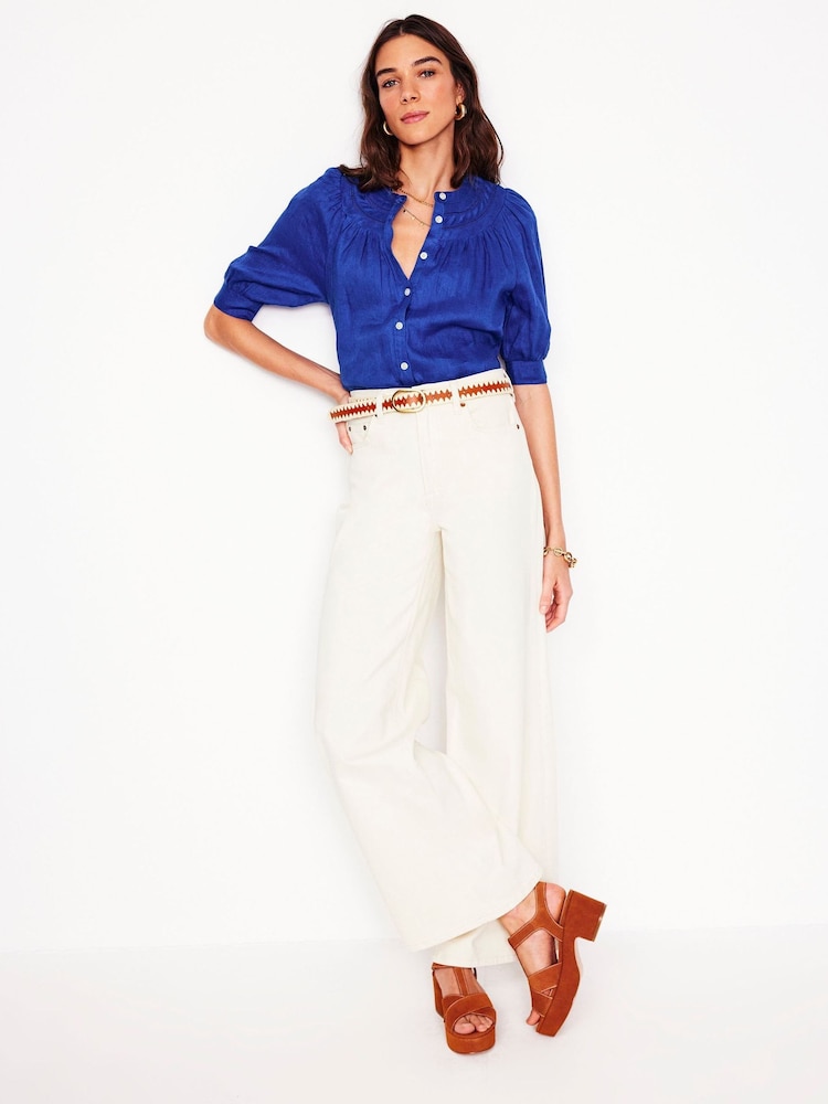 Boden Blue Bea 100% Linen Top - Image 1 of 5