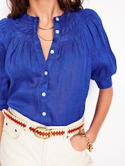 Boden Blue Bea 100% Linen Top - Image 2 of 5