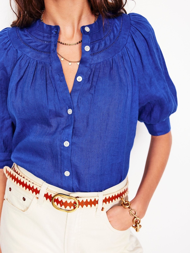 Boden Blue Bea 100% Linen Top - Image 2 of 5