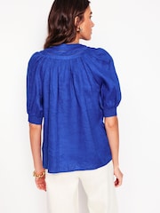 Boden Blue Bea 100% Linen Top - Image 3 of 5