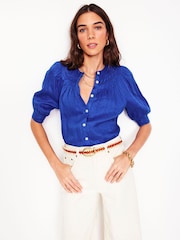 Boden Blue Bea 100% Linen Top - Image 4 of 5