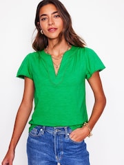 Boden Green 100% Cotton Ava Short Sleeve Top - Image 4 of 4