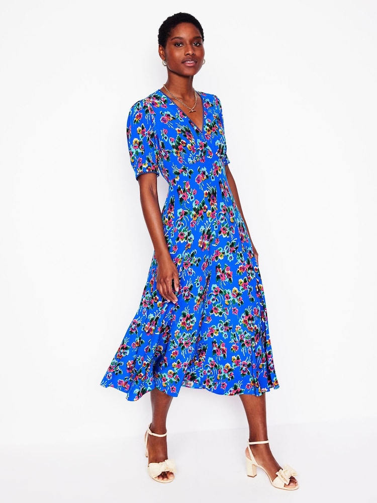 Boden Blue Rosie Godet Tea Dress - Image 1 of 5 Boden Blue Rosie Godet Tea Dress - Image 1 of 5