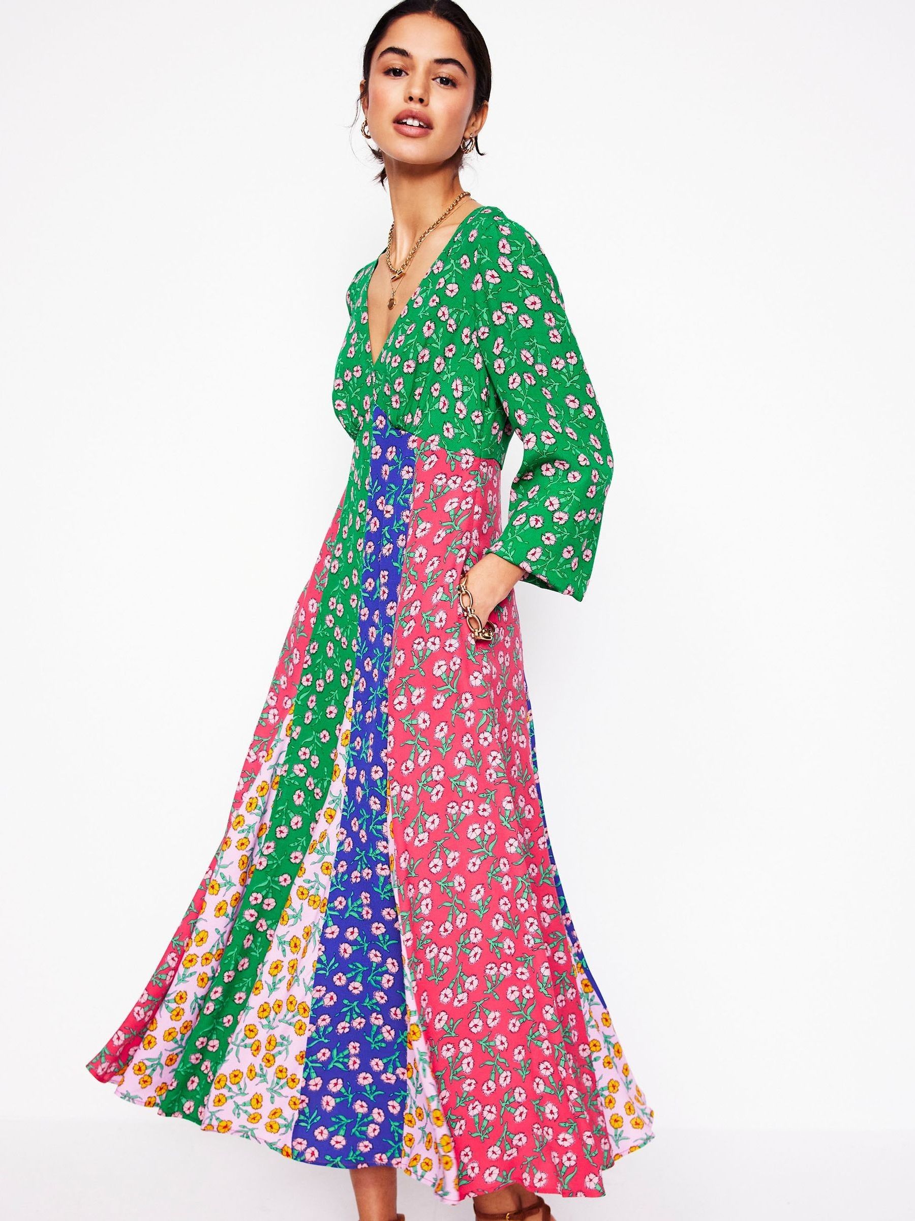 Buy Boden Pink Lisa Long Sleeve Tea Dress from the Next UK online shop