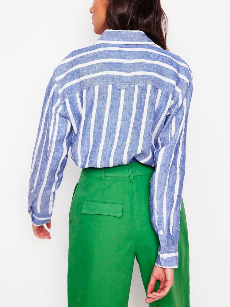 Boden Blue Sadie Relaxed 100% Linen Shirt - Image 4 of 5