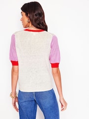 Boden Cream Liv V-Neck T-Shirt - Image 3 of 6