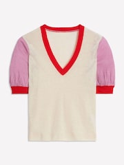 Boden Cream Liv V-Neck T-Shirt - Image 5 of 6