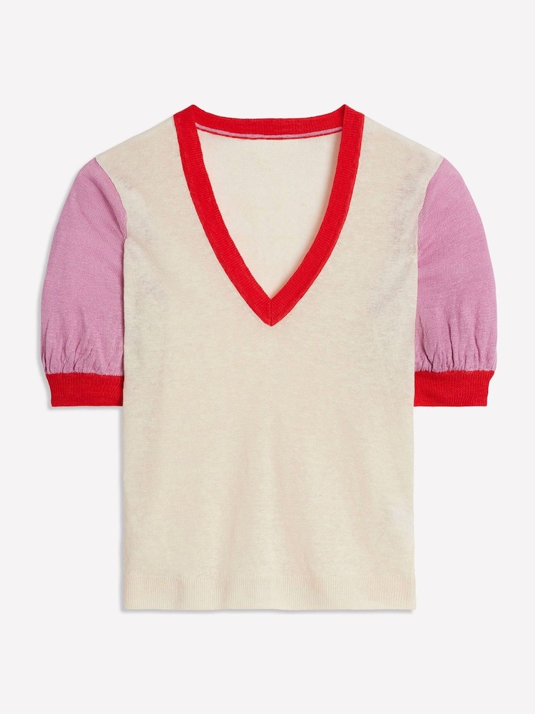 Boden Cream Liv V-Neck T-Shirt - Image 5 of 6