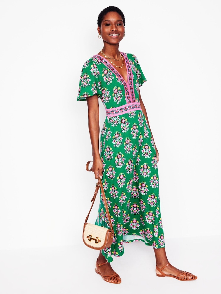 Boden Green Ellie Flutter Maxi Tea Dress - Image 1 of 5 Boden Green Ellie Flutter Maxi Tea Dress - Image 1 of 5