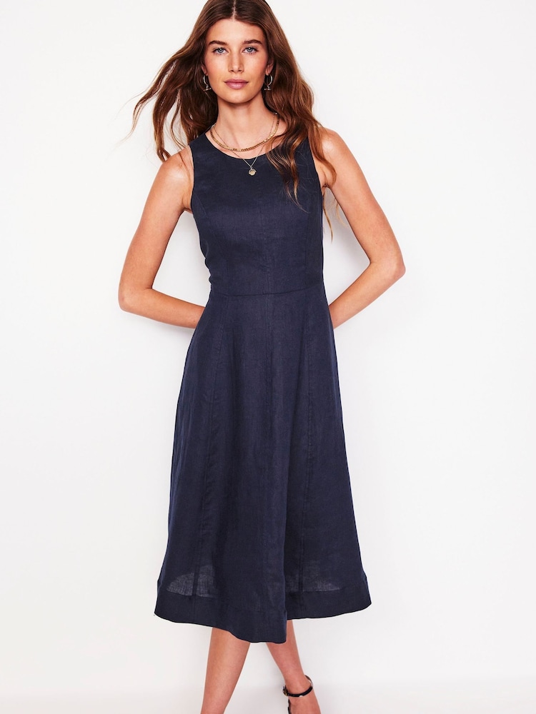 Boden Blue Carla Linen Midi Dress - Image 1 of 6