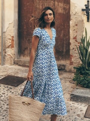 Boden Blue Tiered Jersey Midi Dress - Image 1 of 6