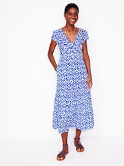 Boden Blue Tiered Jersey Midi Dress - Image 2 of 6