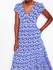 Boden Blue Tiered Jersey Midi Dress - Image 3 of 6