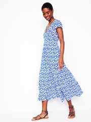 Boden Blue Tiered Jersey Midi Dress - Image 5 of 6