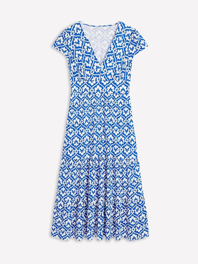 Boden Blue Tiered Jersey Midi Dress - Image 6 of 6