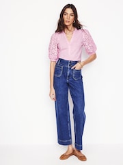 Boden Pink Eden Puff Sleeve Henley Top - Image 5 of 6